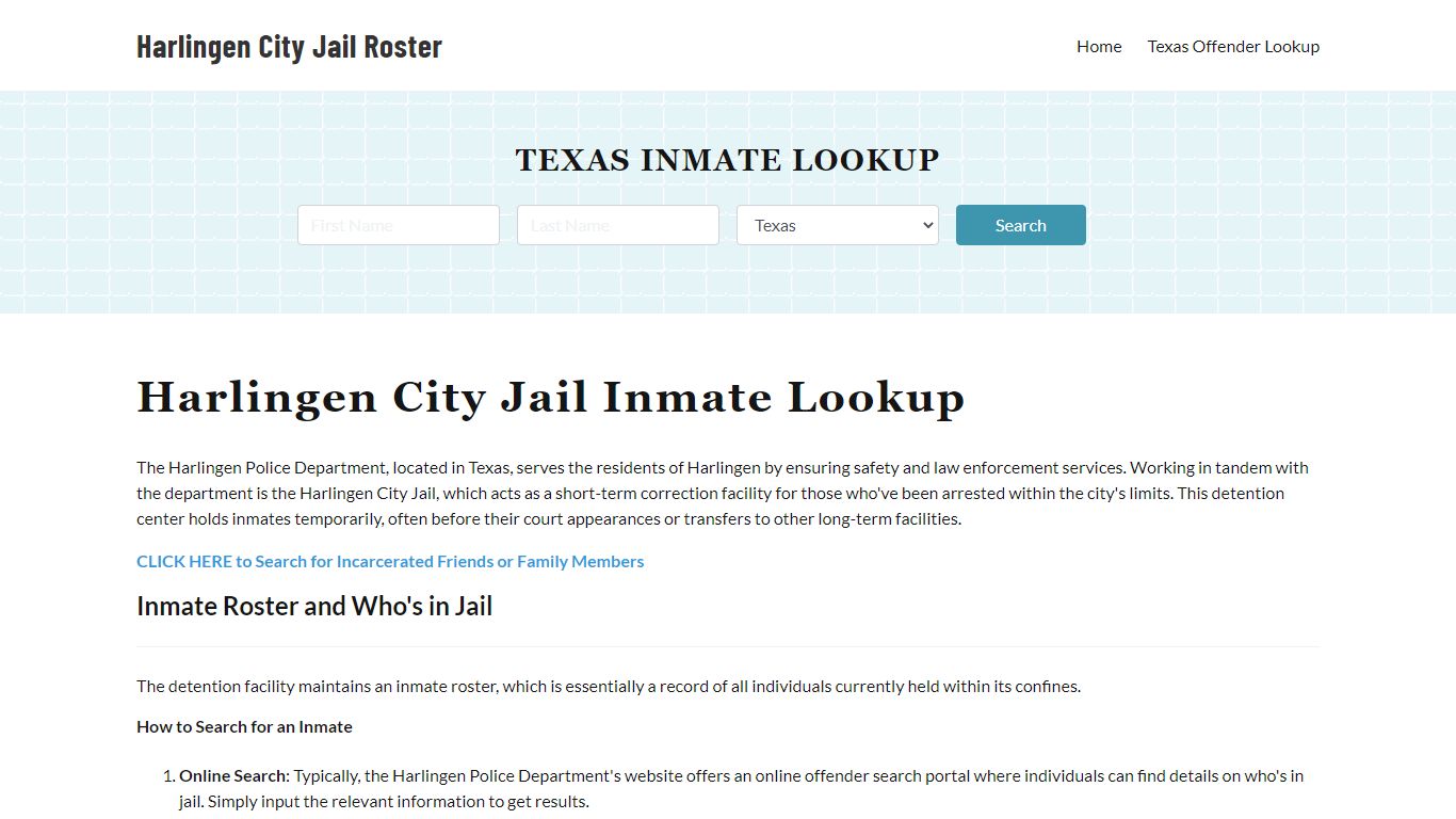 Harlingen Police Department & City Jail, TX Inmate Roster, Arrests ...