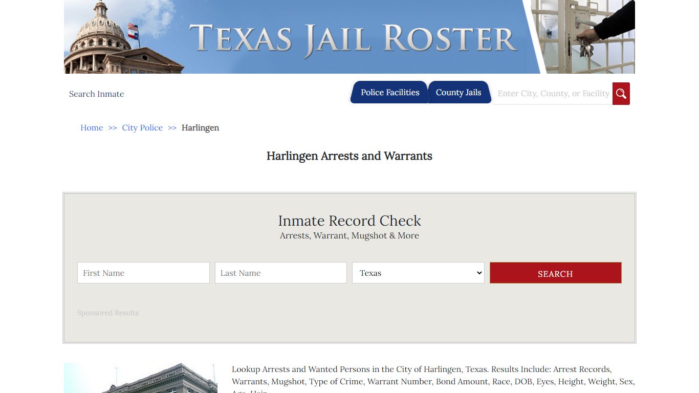 Harlingen Arrests and Warrants | Jail Roster Search